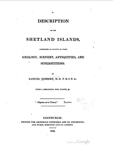 1822 - Description Of the Shetland - Hibbert - Title